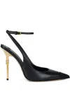 Elisabetta Franchi 105mm Falcon Slingback Gold-heel Pumps In Black