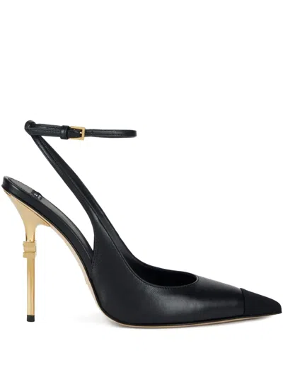 Elisabetta Franchi 105mm Falcon Slingback Gold-heel Pumps In Black