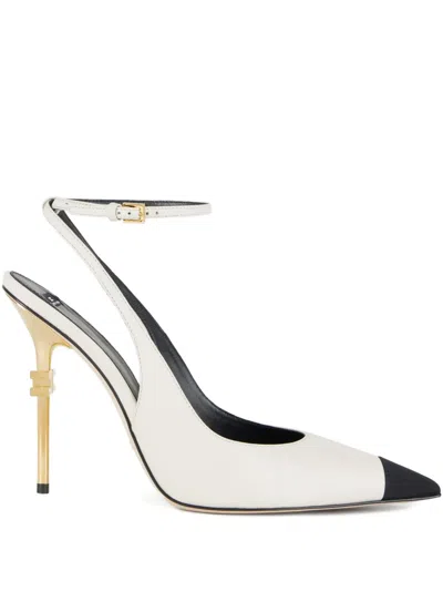 Elisabetta Franchi 105mm Falcon Slingback Pumps In White