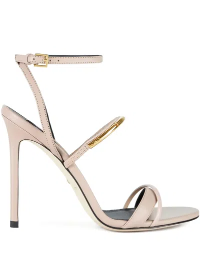Elisabetta Franchi 105mm Jewel-detail Leather Sandals In Neutral