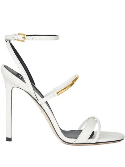 Elisabetta Franchi 105mm Leather Heeled Sandals In White