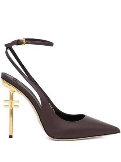Elisabetta Franchi 105mm Leather Pumps In 褐色