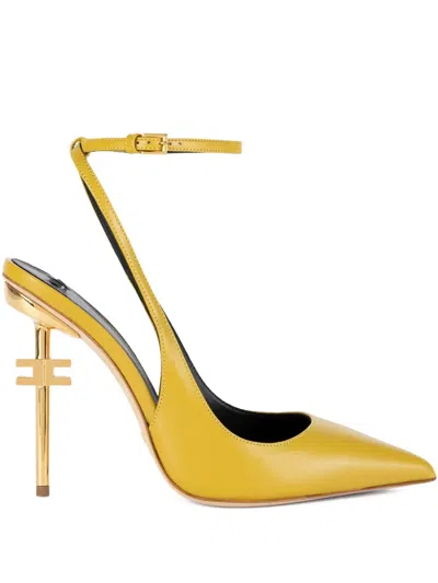 Elisabetta Franchi 105mm Logo-detail Slingback Pumps In Yellow