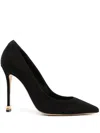 Elisabetta Franchi 105mm Metal-logo Suede Pumps In Black