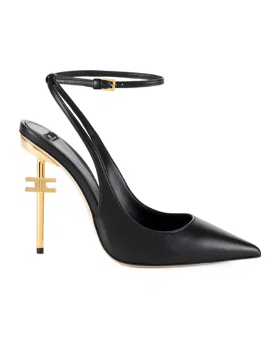 Elisabetta Franchi 105mm Slingback Leather Pumps In Black