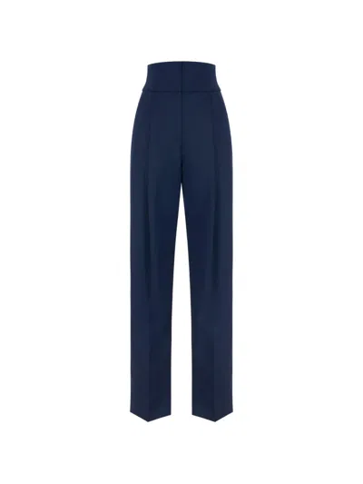 Elisabetta Franchi 개버딘 패브릭 팬츠 In Blue