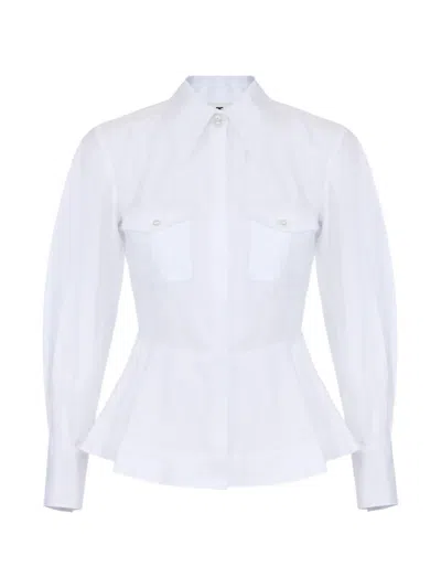 Elisabetta Franchi Slim Fit Cotton Shirt With Patch Pockets In White