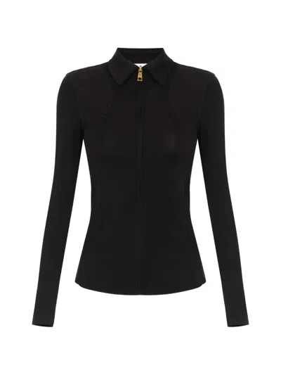 Elisabetta Franchi 지퍼 경량 저지 탑 In Black