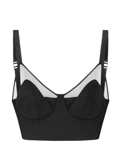 Elisabetta Franchi Cool Wool And Tulle Top In Black