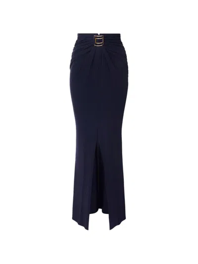 Elisabetta Franchi 주얼 로고 크레이프 저지 스커트 In Blue