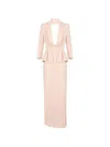 Elisabetta Franchi 경량 크레이프 및 새틴 패브릭 레드 카펫 드레스 In Multi