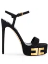 Elisabetta Franchi 135mm Logo-appliqué Suede Sandals In Black