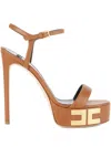 Elisabetta Franchi 135mm Vertigo Platform Ankle-strap Sandals In Brown