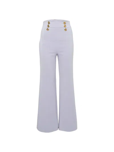 Pre-owned Elisabetta Franchi 2020s Gold-tone Button Flared Trousers In Purple