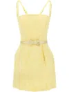Elisabetta Franchi Fitted Mini Dress With Floral Texture In Yellow