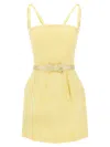 Elisabetta Franchi Fitted Mini Dress With Floral Texture In Yellow