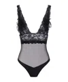 Elisabetta Franchi 3d Flower Lace Jumpsuit In Black