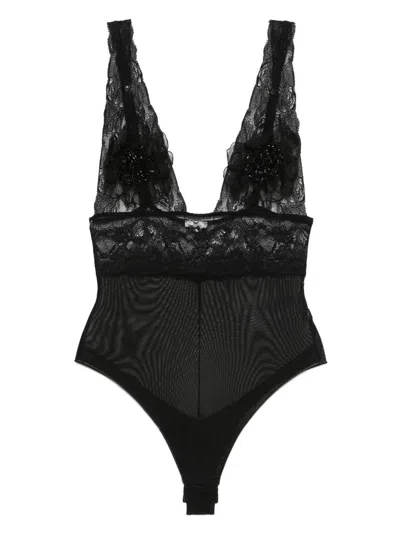 ELISABETTA FRANCHI ELISABETTA FRANCHI 3D-FLOWERS TULLE BODYSUIT