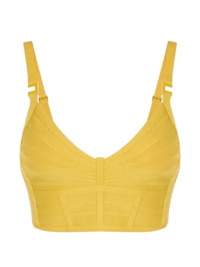 Elisabetta Franchi 3d Knit Crop Top In Yellow