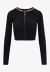 Elisabetta Franchi Cardigan In Maglia A Rombi Con Dettaglio Gioiello Nero In Black