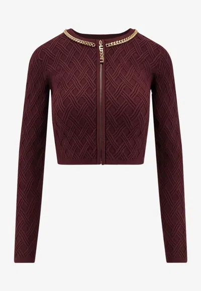 ELISABETTA FRANCHI 3D KNIT CROPPED CARDIGAN