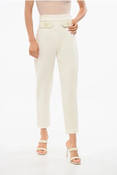 Elisabetta Franchi 4-pocketed Pants With Eco-leather Details In Gray