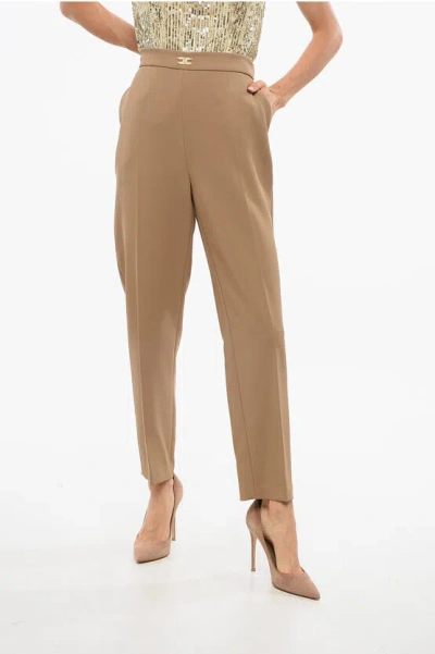 Elisabetta Franchi 4-pocketed Pants With Side Zip In Brown