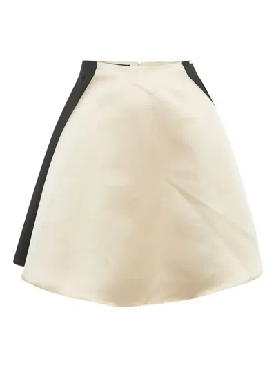Pre-owned Elisabetta Franchi 42 Pleated Satin Skirt In Neutral