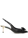 Elisabetta Franchi Women's Nappa Leather Slingback With Satin Bow Sandal In Black
