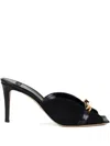 Elisabetta Franchi 80mm Riviera Jeweled-logo Sandals In Black
