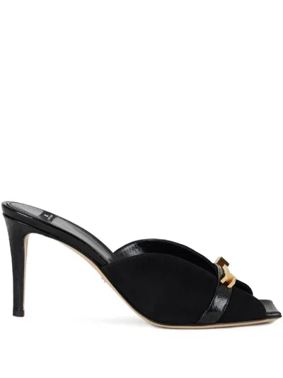 Elisabetta Franchi 80mm Riviera Jeweled-logo Sandals In Black