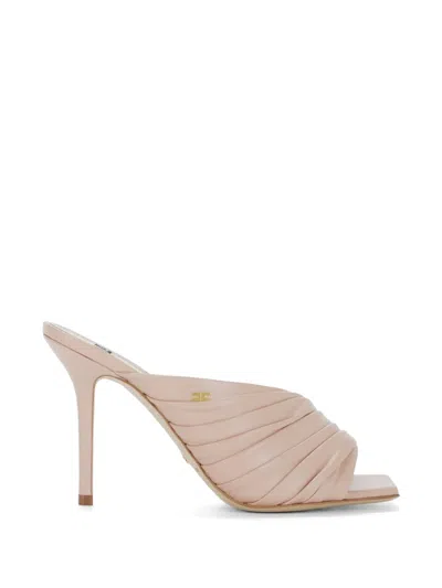 Elisabetta Franchi 95mm Leather Mules In Pink