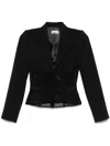 Elisabetta Franchi Tailored Blazer With Sheer Tulle Panels In 黑色