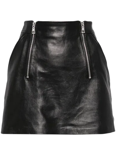 Elisabetta Franchi A-line Leather Miniskirt In Black