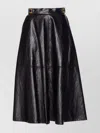 Elisabetta Franchi Leather-effect Belted Midi Skirt In Black