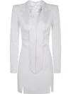 Elisabetta Franchi Crepe Tuxedo Mini Dress In White