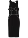Elisabetta Franchi Fitted Midi Dress With Structured Bodice In Black