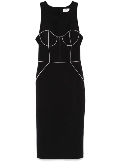 ELISABETTA FRANCHI MIDI DRESS,AB72451E2 685 BLACK BUTTER