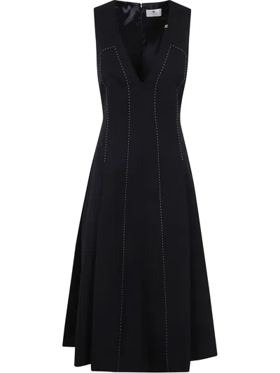ELISABETTA FRANCHI MIDI DRESS,AB75851E2 110 BLACK