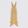 Elisabetta Franchi Lace And Ruffles Long Sleeve Dress In Lemonade