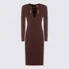 Elisabetta Franchi Midi Fit Dress In Brown
