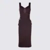Elisabetta Franchi Structured Bodice Evening Dress In Burgundy