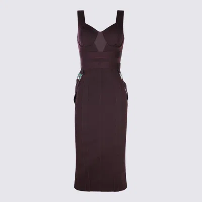 Elisabetta Franchi Dark Red Midi Dress In Purple