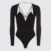 Elisabetta Franchi Long-sleeve Ruched Bodysuit In Black