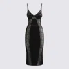 Elisabetta Franchi Dress In Velvet And Floral Lace Fabrics In Black