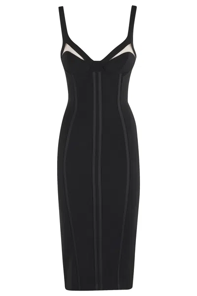 Elisabetta Franchi V-neck Midi Dress In Black