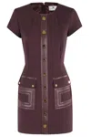 Elisabetta Franchi Merlot Dress With Faux Leather Inserts In Burgundy