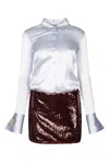 Elisabetta Franchi Shirt Dress And Sequin Mini Skirt In White
