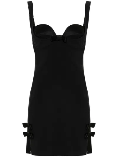 Elisabetta Franchi Abito Corto Con Fiocco E Scollo A Bustino In Black