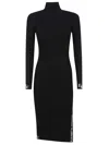 Elisabetta Franchi Sheath Knit Dress With High Neck And Logo Band In Black